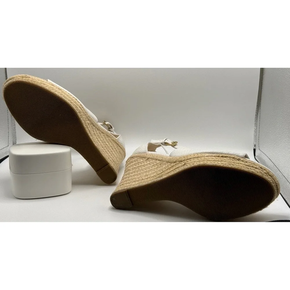 Guess Hadwinn-R White Snakeskin Espadrille Wedge Sandals Womens 11M WGHADWINN-R